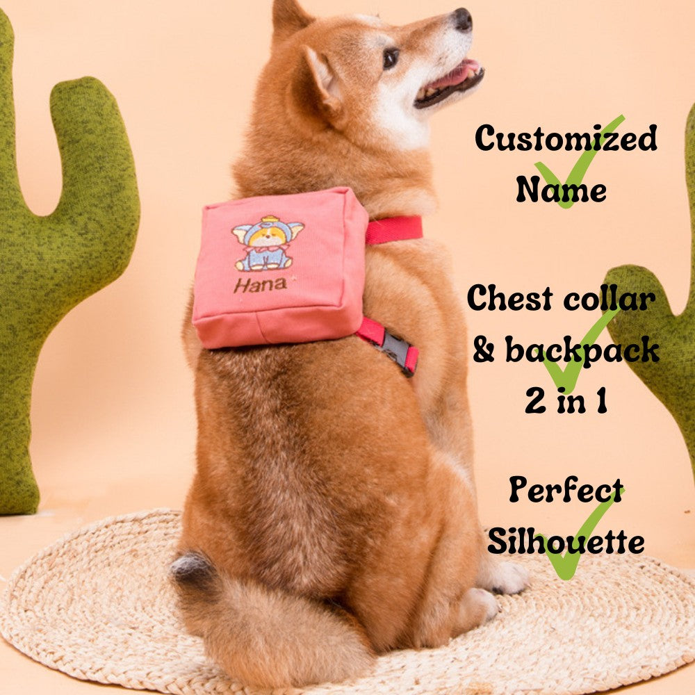 Gousy Customized Pet Embroidery Backpack & Chest Collar Gousy
