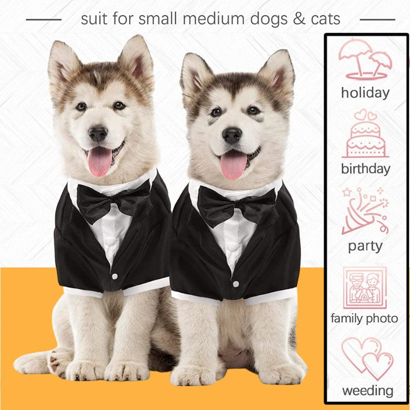 Gousy Pet Shirt Wedding Bow Tie Suit Gousy
