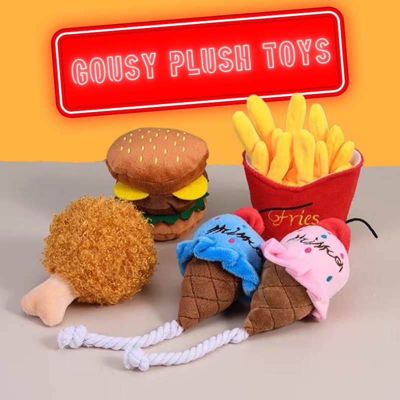 Gousy Squeaky Chewy Hemberger Plush Toy Gousy