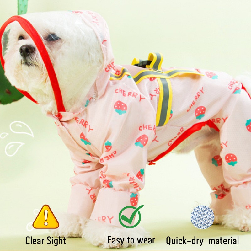Gousy Tropical Punch Strawberry Reflective Raincoat Gousy