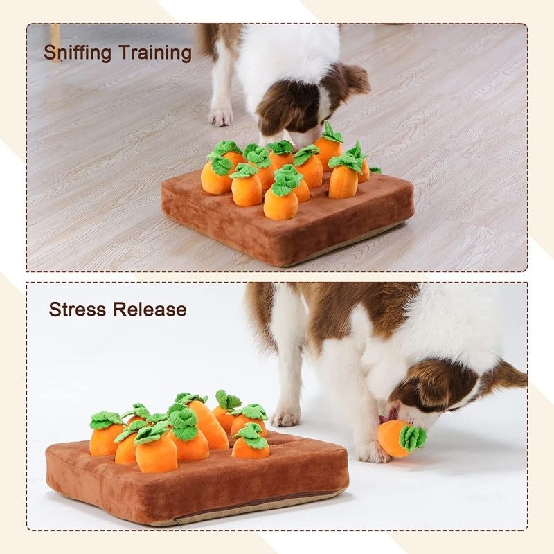 Gousy Carrot Puzzle Dog Squeaky Plush Toy Gousy