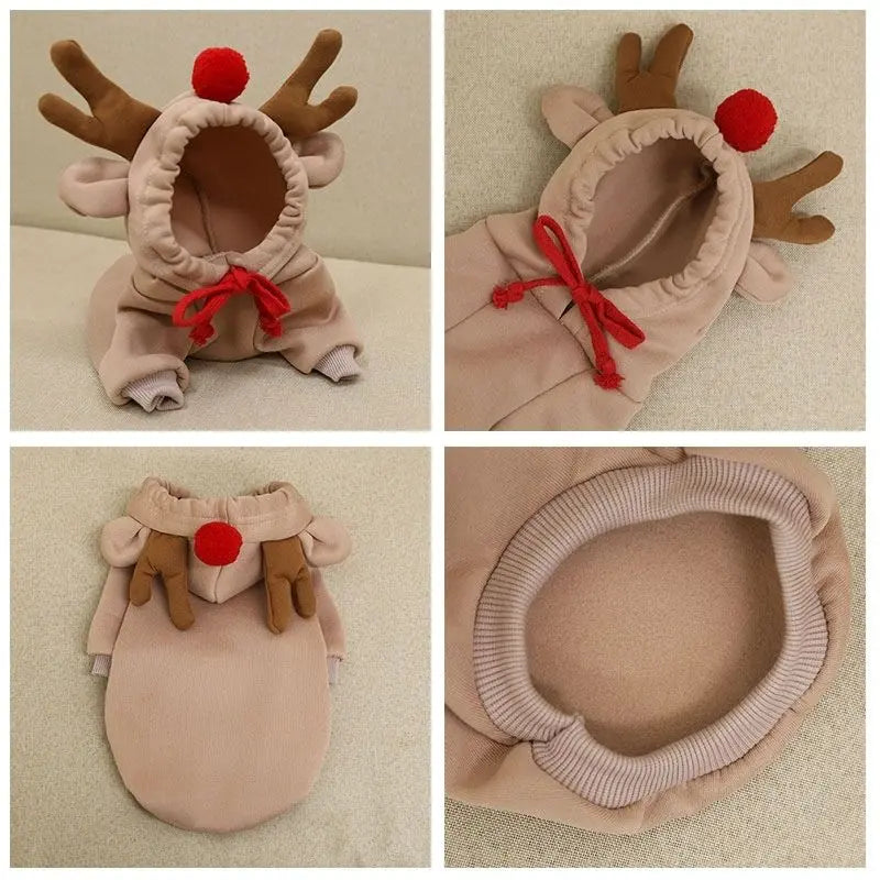 Gousy Animal Outfit Small Pet Elk Hoodie Sweater Gousy