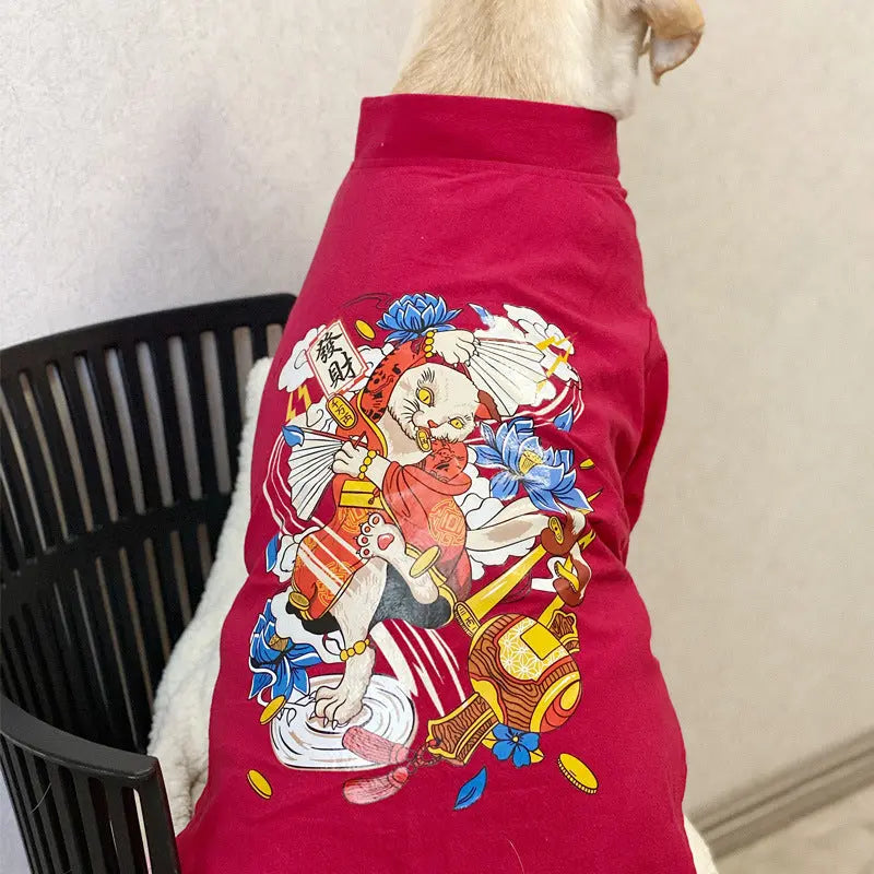 Gousy Oriental Flavor Fortune Cookie Printed Pet Top Gousy