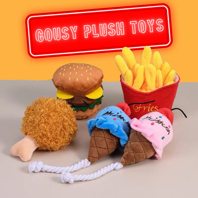 Gousy Squeaky Chewy Fried Chicken Plush Toy Gousy