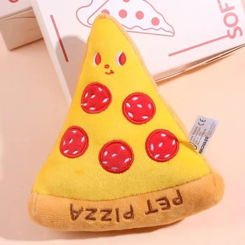 Gousy Squeaky Chewy Pet Pizza Plush Toy Gousy